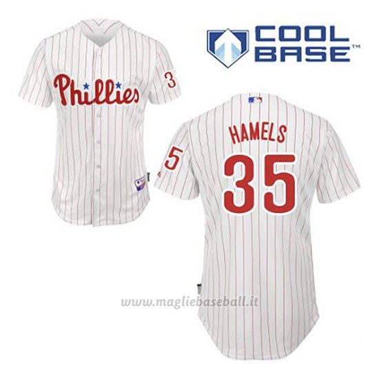 Maglia Baseball Uomo Philadelphia Phillies Cole Hamels 35 Bianco 1ªCool Base